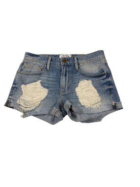 Frame Le Grand Garçon Distressed Denim Shorts Womens Size 24 Medium Wash (Z635)